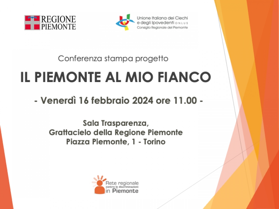 “Il Piemonte Al Mio Fianco”, presentato il progetto regionale dell'Unione Italiana dei Ciechi e degli Ipovedenti
