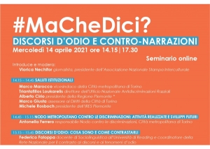 14/04/2021, ore 14.15-17.30: #MaCheDici? Discorsi d&#039;odio e contronarrazioni