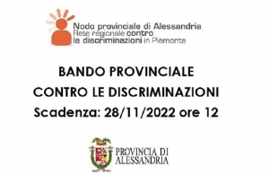 Scade il 28/11 il bando della Provincia di Alessandria per la prevenzione e il contrasto delle discriminazioni